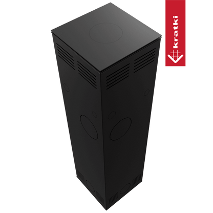 Kratki Kaminofen aus Stahl KRATKI TORA/L 8 kW Ø 150 Weißes Glaspaneel schwarz Verkleidung