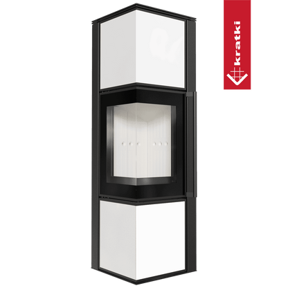 Kratki Kaminofen aus Stahl KRATKI TORA/M 8 kW Ø 150 Weißes Glaspaneel