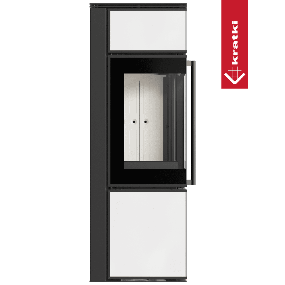 Kratki Kaminofen aus Stahl KRATKI TORA/S 8 kW Ø 150 Weißes Glaspaneel