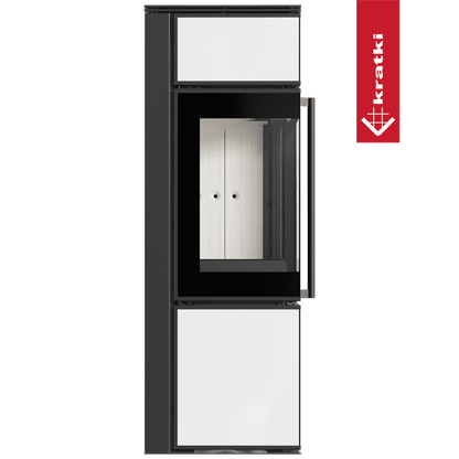 Kratki Kaminofen aus Stahl KRATKI TORA/S 8 kW Ø 150 Weißes Glaspaneel