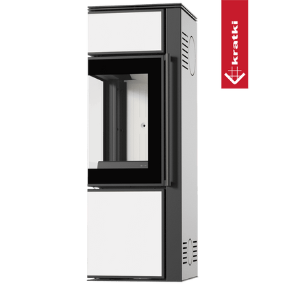 Kratki Kaminofen aus Stahl KRATKI TORA/S 8 kW Ø 150 Weißes Glaspaneel