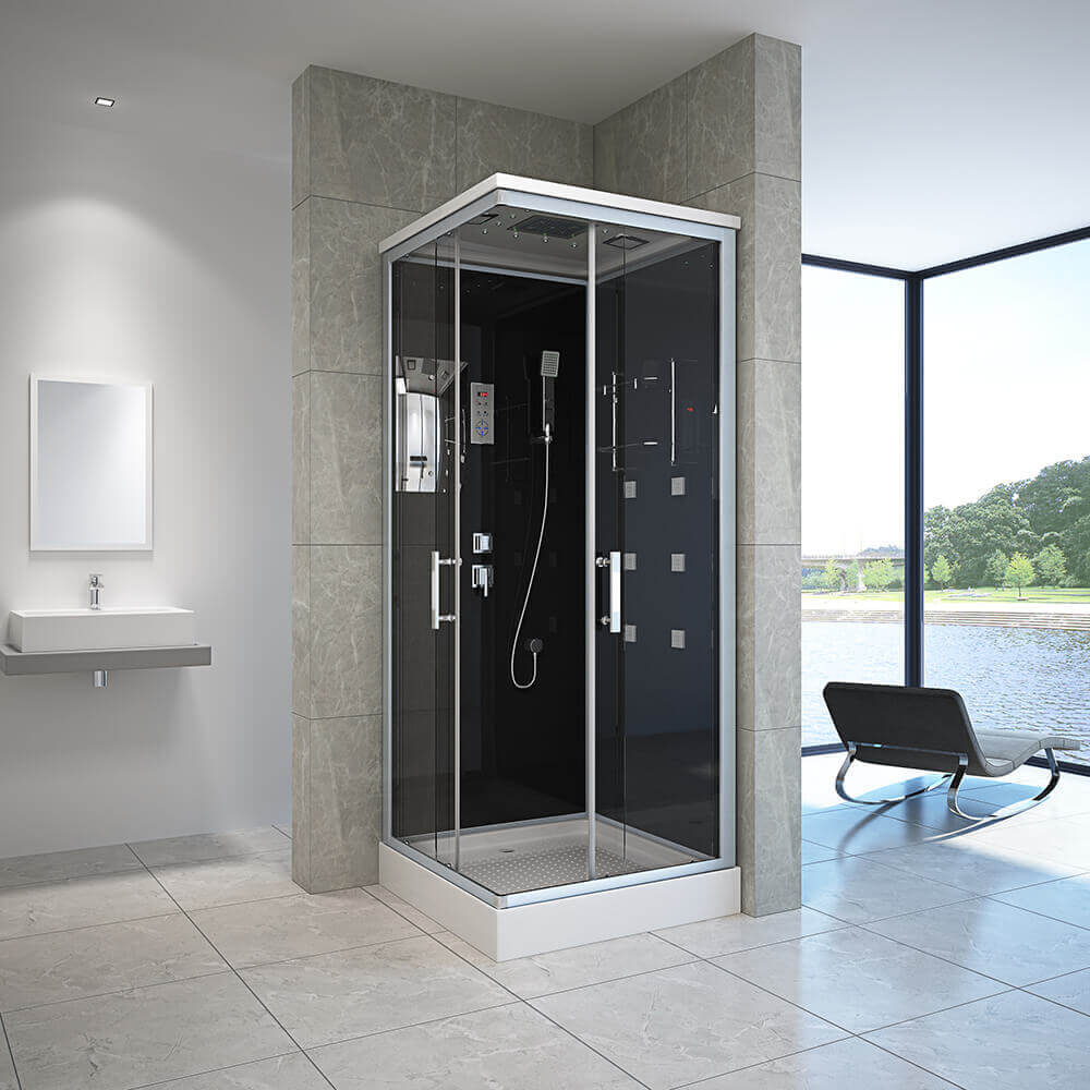 Home Deluxe Duschkabine mit LED-Beleuchtung WAVE S - 90 x 80 cm