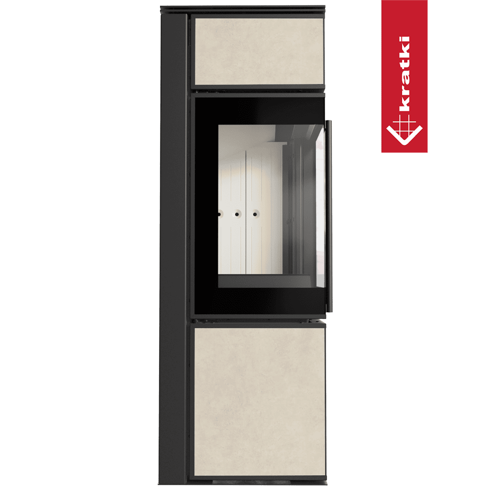 Kratki Kaminofen aus Stahl KRATKI TORA/S 8 kW Ø 150 Quarzsinter FOKOS SALE mit Türfeder