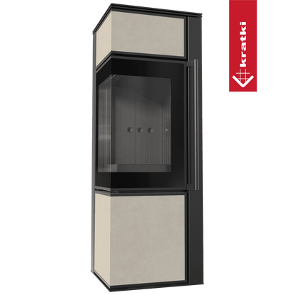 Kratki Kaminofen aus Stahl KRATKI TORA/S 8 kW Ø 150 Quarzsinter FOKOS SALE schwarz Verkleidung