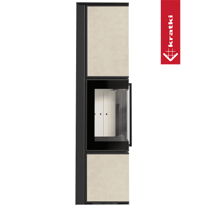 Kratki Kaminofen aus Stahl KRATKI TORA/L 8 kW Ø 150 Quarzsinter FOKOS SALE mit Türfeder