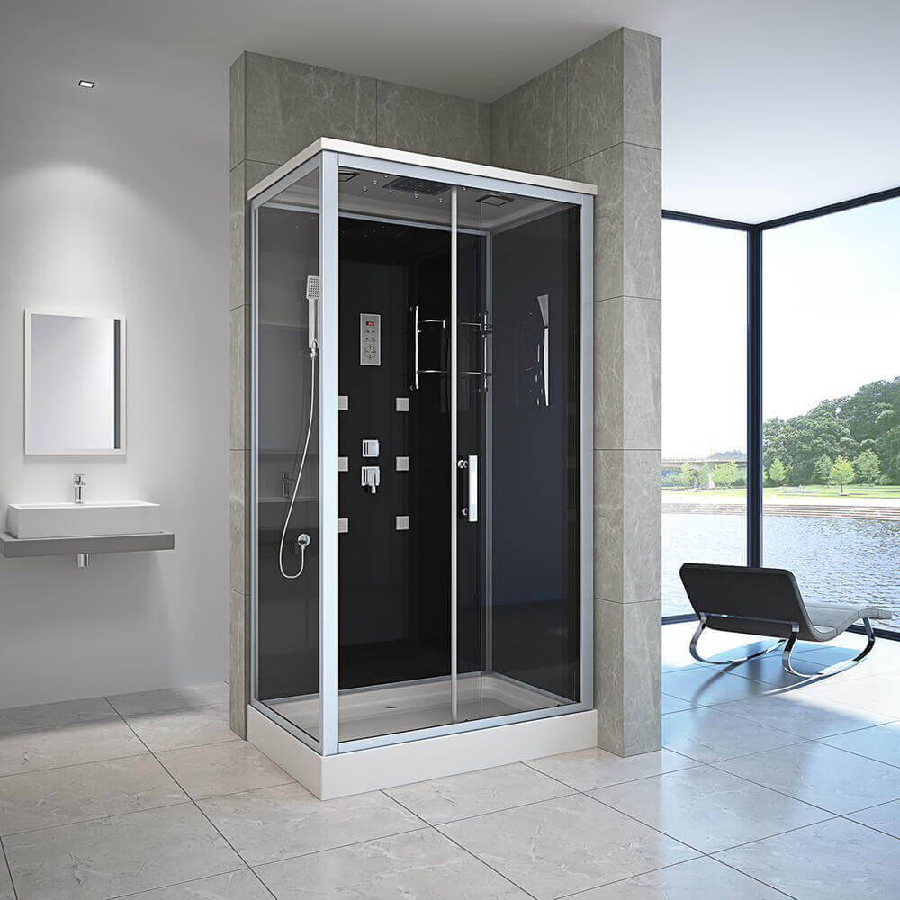Home Deluxe Duschkabine mit LED-Beleuchtung WAVE XL - 120 x 80 cm
