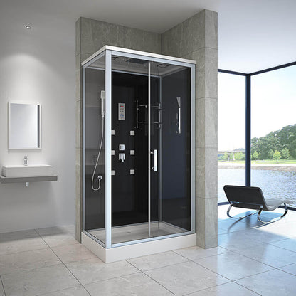 Home Deluxe Duschkabine mit LED-Beleuchtung WAVE XL - 120 x 80 cm
