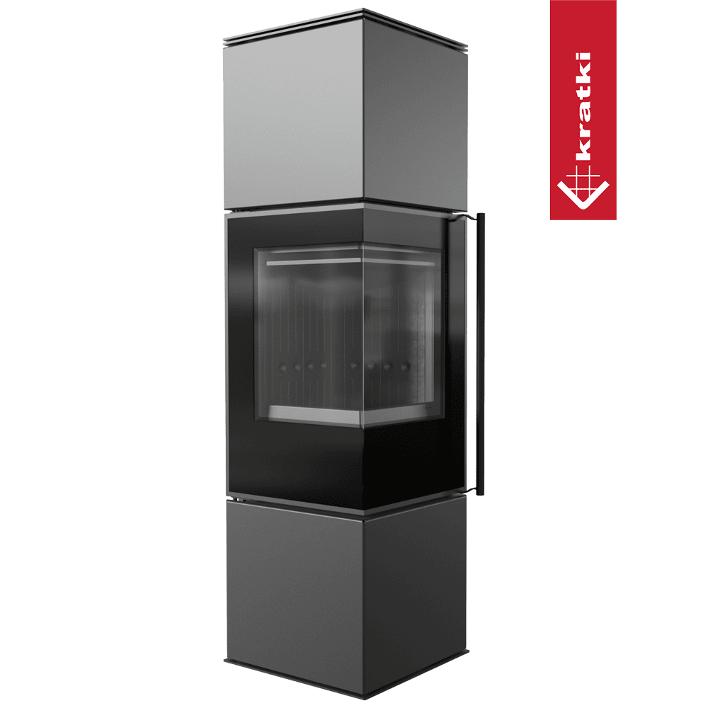 Kratki Kaminofen aus Stahl KRATKI REN/M links Ø 150 7 kW schwarz Verkleidung