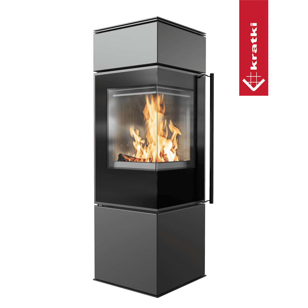 Kratki Kaminofen aus Stahl KRATKI REN/S links Ø 150 7 kW schwarz Verkleidung