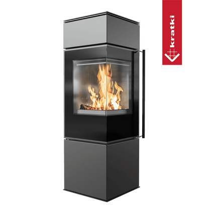 Kratki Kaminofen aus Stahl KRATKI REN/S links Ø 150 7 kW schwarz Verkleidung