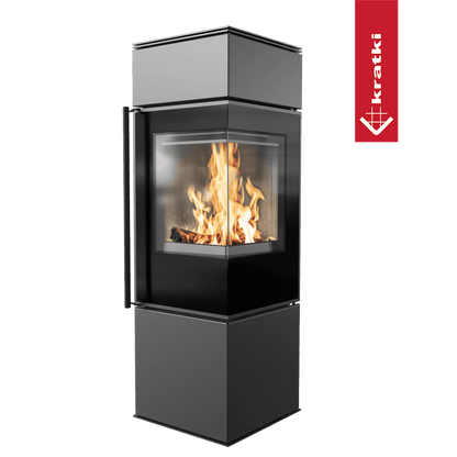 Kratki Kaminofen aus Stahl KRATKI REN/S rechts Ø 150 7 kW schwarz Verkleidung