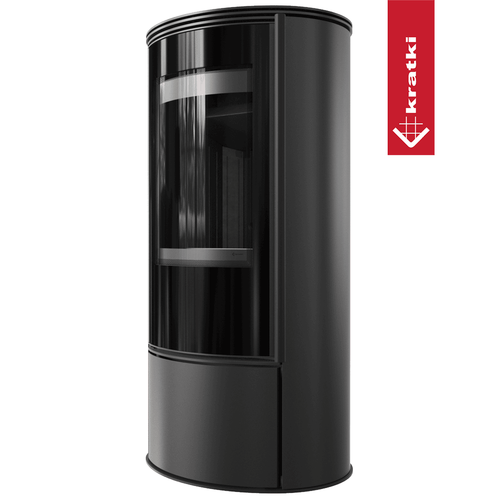 Kratki Kaminofen aus Stahl KRATKI ERIK Ø 150 5,5 kW schwarz Verkleidung mit Türfeder