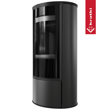 Kratki Kaminofen aus Stahl KRATKI ERIK Ø 150 5,5 kW schwarz Verkleidung mit Türfeder