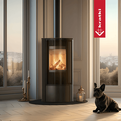 Kratki Kaminofen aus Stahl KRATKI ERIK Ø 150 5,5 kW mit Türfeder