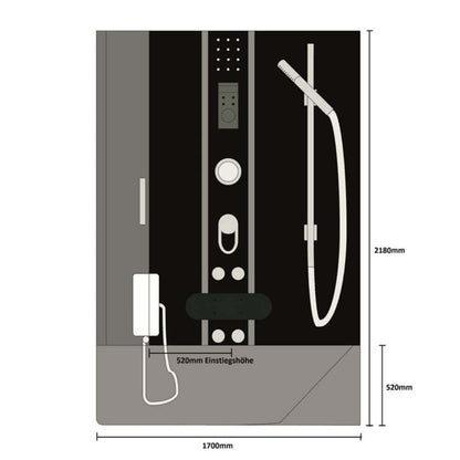 Home Deluxe Dampfdusche mit Whirlpool ALLIN 4IN1 - 170 x 90 Schwarz Links