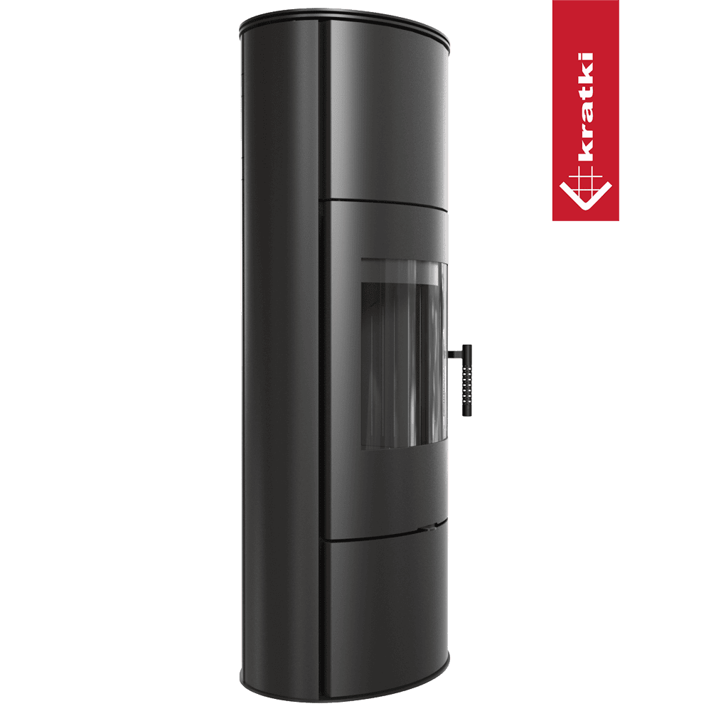 Kratki Kaminofen aus stahl KRATKI ROLLO Hoch Ø 150 7 kW schwarz Verkleidung