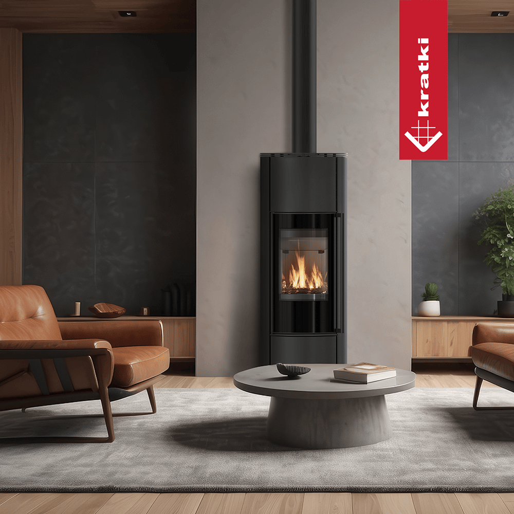Kratki Kaminofen aus Stahl KRATKI ERIK Hoch Ø 150 5,5 kW