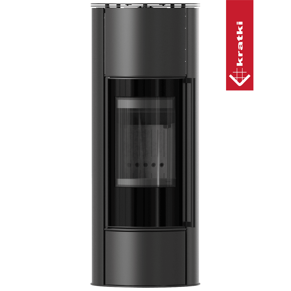 Kratki Kaminofen aus Stahl KRATKI ERIK Hoch Ø 150 5,5 kW schwarz Verkleidung