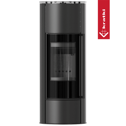 Kratki Kaminofen aus Stahl KRATKI ERIK Hoch Ø 150 5,5 kW schwarz Verkleidung mit Türfeder