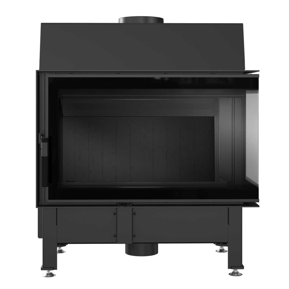 Kratki Kamineinsatz aus Stahl KRATKI ZIBI rechts 11 kW Ø 180 DECO schwarz mit Türfeder