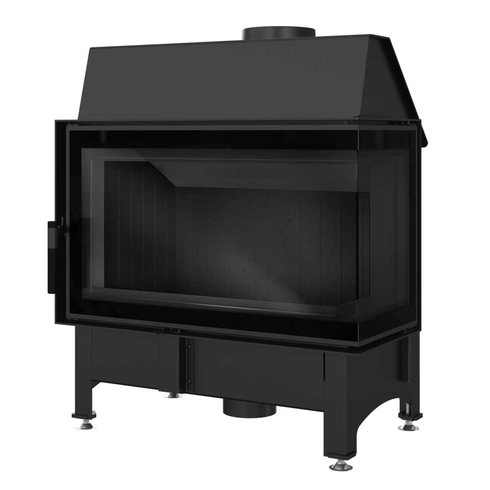 Kratki Kamineinsatz aus Stahl KRATKI ZIBI rechts 11 kW Ø 180 DECO schwarz mit Türfeder