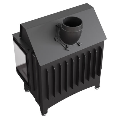 Kratki Kamineinsatz aus Stahl KRATKI ZIBI rechts 11 kW Ø 180 DECO schwarz mit Türfeder