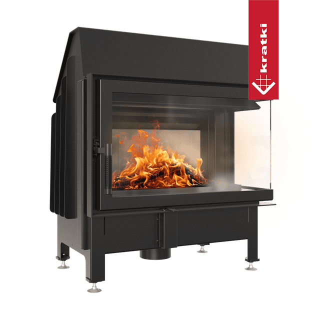 Kratki Kamineinsatz aus Stahl KRATKI ZIBI rechts 11 kW Ø 180 mit Türfeder