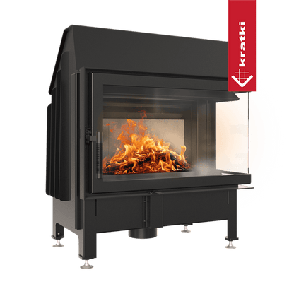 Kratki Kamineinsatz aus Stahl KRATKI ZIBI rechts 11 kW Ø 180 mit Türfeder