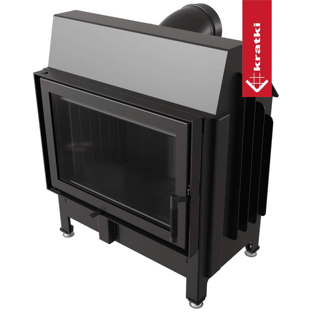 Kratki Kamineinsatz aus Stahl KRATKI ZIBI 11 kW Ø 180 schwarz Verkleidung mit Türfeder