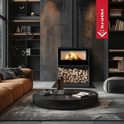 Kratki Kaminofen aus Stahl KRATKI KARI 95 Ø 180 14 kW Platz für Holz