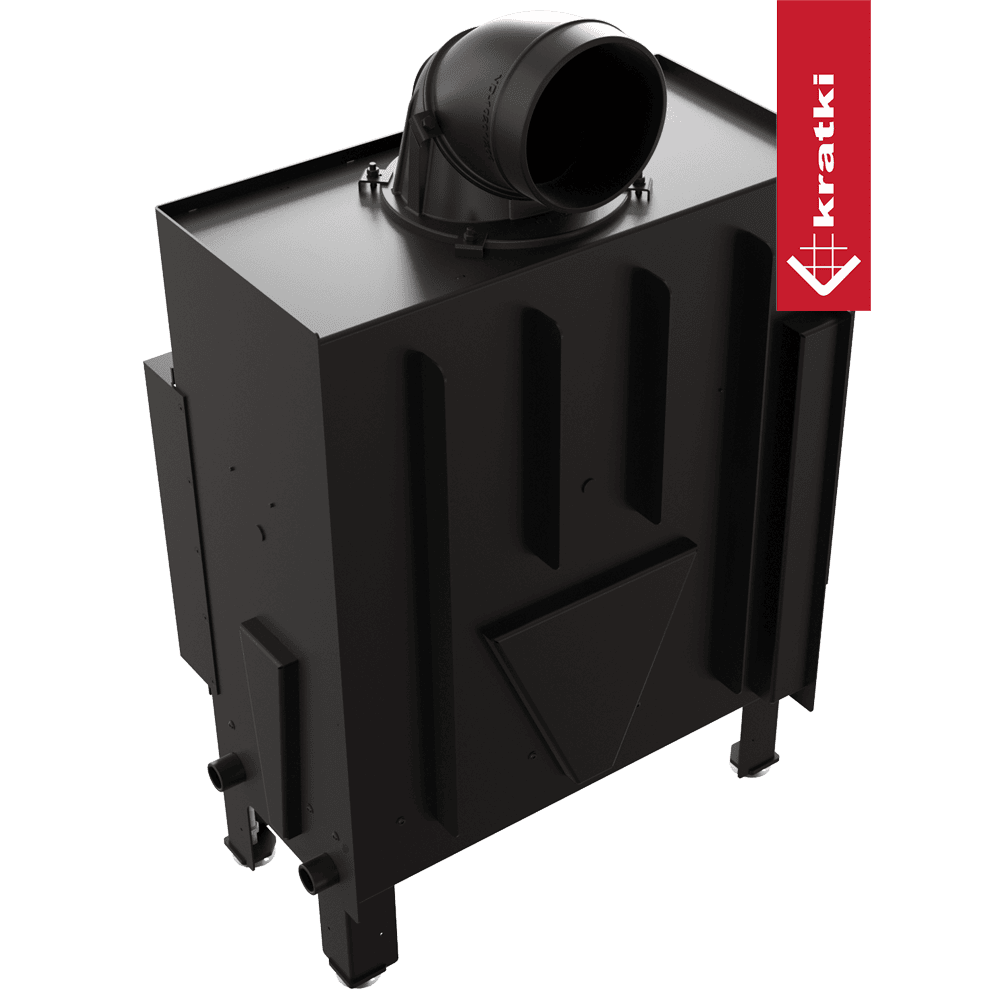 Kratki Kamineinsatz aus Stahl KRATKI FLOKI M links 10 kW Ø 200 schwarz Verkleidung