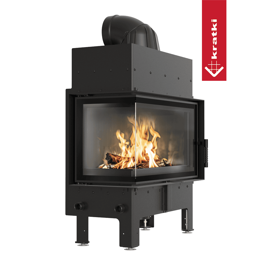 Kratki Kamineinsatz aus Stahl KRATKI FLOKI M links 10 kW Ø 200 schwarz Verkleidung