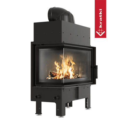 Kratki Kamineinsatz aus Stahl KRATKI FLOKI M links 10 kW Ø 200 schwarz Verkleidung