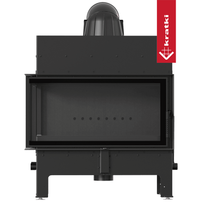Kratki Kamineinsatz aus Stahl KRATKI FLOKI L links 12 kW Ø 200 schwarz Verkleidung
