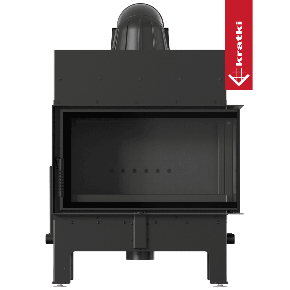 Kratki Kamineinsatz aus Stahl KRATKI FLOKI M rechts 10 kW Ø 200 schwarz Verkleidung