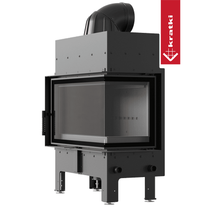 Kratki Kamineinsatz aus Stahl KRATKI FLOKI M rechts 10 kW Ø 200 schwarz Verkleidung