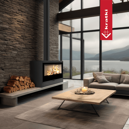Kratki Kaminofen aus Stahl KRATKI KARI 95 Ø 180 14 kW mit Türfeder
