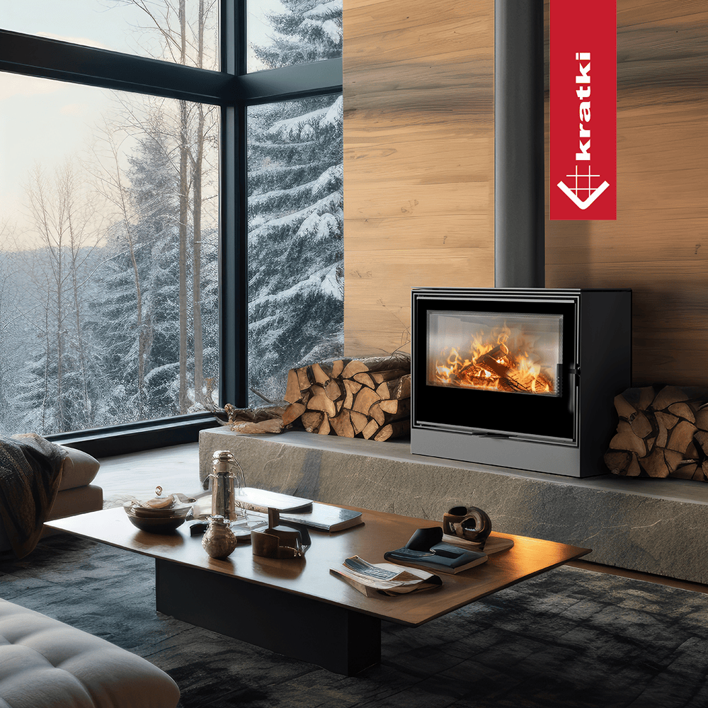 Kratki Kaminofen aus Stahl KRATKI KARI 80 Ø 180 12 kW mit Türfeder