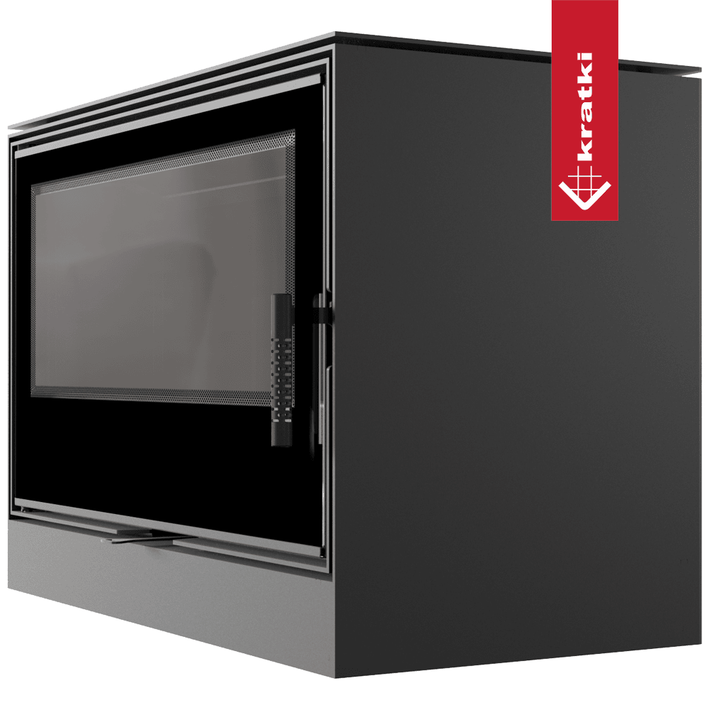 Kratki Kaminofen aus Stahl KRATKI KARI 95 Ø 180 14 kW schwarz Verkleidung mit Türfeder