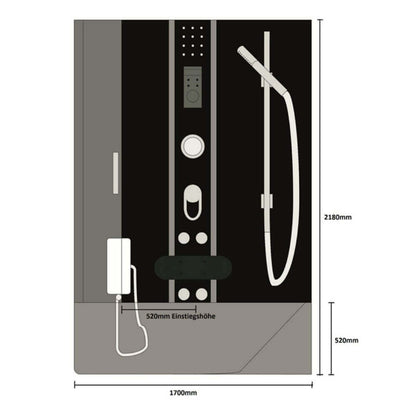 Home Deluxe Dampfdusche mit Whirlpool ALLIN 4IN1 - 170 x 90 Weiß Rechts