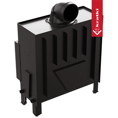 Kratki Luftkamin FLOKI L gerade mit schwarzem Termotec und Schließmechanismus