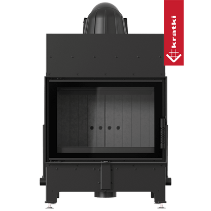 Kratki Luftkamin FLOKI S einfach 8 kW Ø 160 mit schwarzem Thermotec und Schließmechanismus