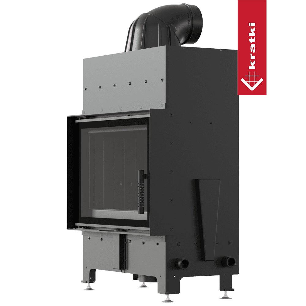 Kratki Luftkamin FLOKI S einfach 8 kW Ø 160 mit schwarzem Thermotec und Schließmechanismus