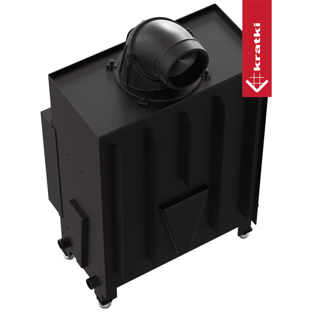 Kratki Luftkamin FLOKI S einfach 8 kW Ø 160 mit schwarzem Thermotec und Schließmechanismus