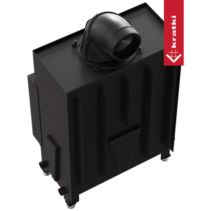 Kratki Luftkamin FLOKI S einfach 8 kW Ø 160 mit schwarzem Thermotec und Schließmechanismus