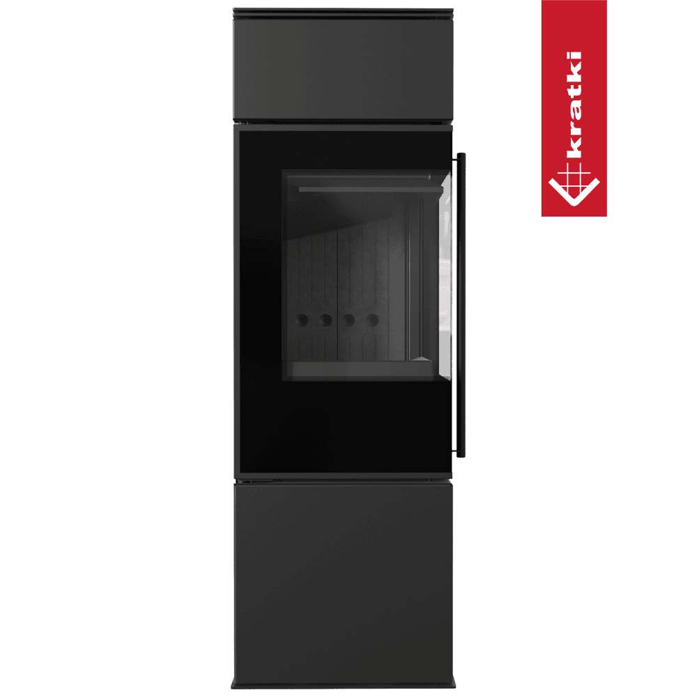 Kratki Kaminofen aus Stahl KRATKI REN/S links Ø 150 7 kW schwarz Verkleidung mit Türfeder
