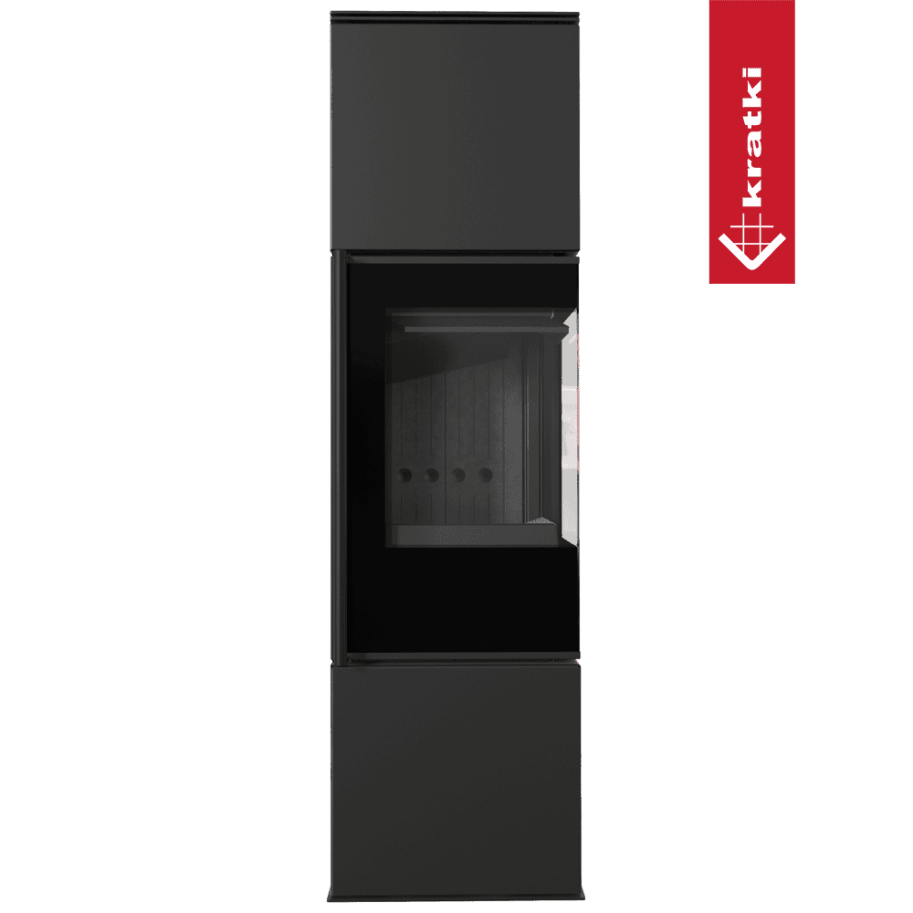 Kratki Kaminofen aus Stahl KRATKI REN/M rechts Ø 150 7 kW schwarz Verkleidung mit Türfeder