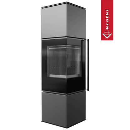 Kratki Kaminofen aus Stahl KRATKI REN/M links Ø 150 7 kW schwarz Verkleidung mit Türfeder