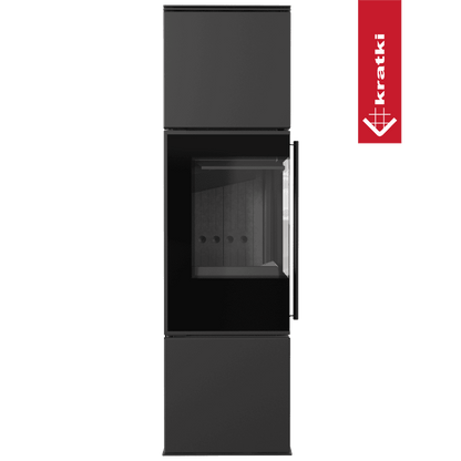 Kratki Kaminofen aus Stahl KRATKI REN/M links Ø 150 7 kW schwarz Verkleidung mit Türfeder