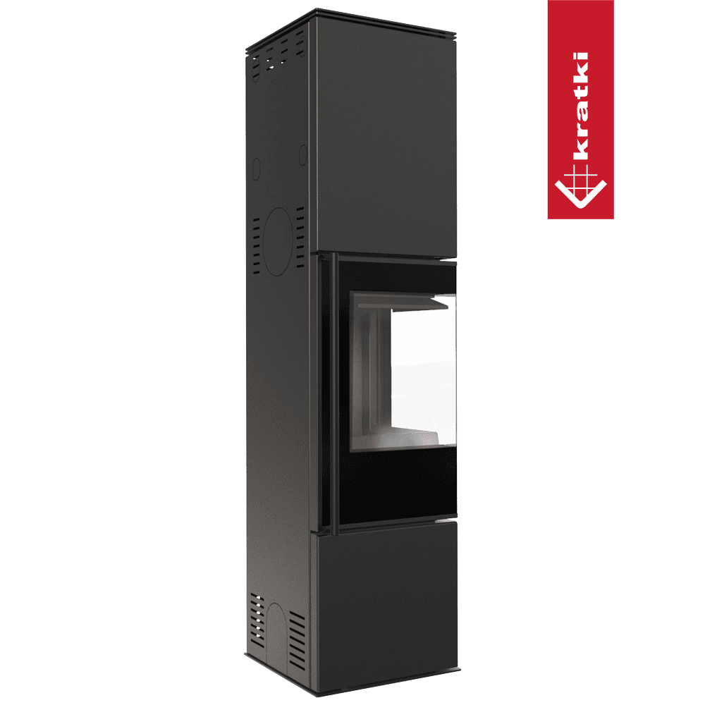 Kratki Kaminofen aus Stahl KRATKI REN/L rechts Ø 150 7 kW schwarz Verkleidung mit Türfeder